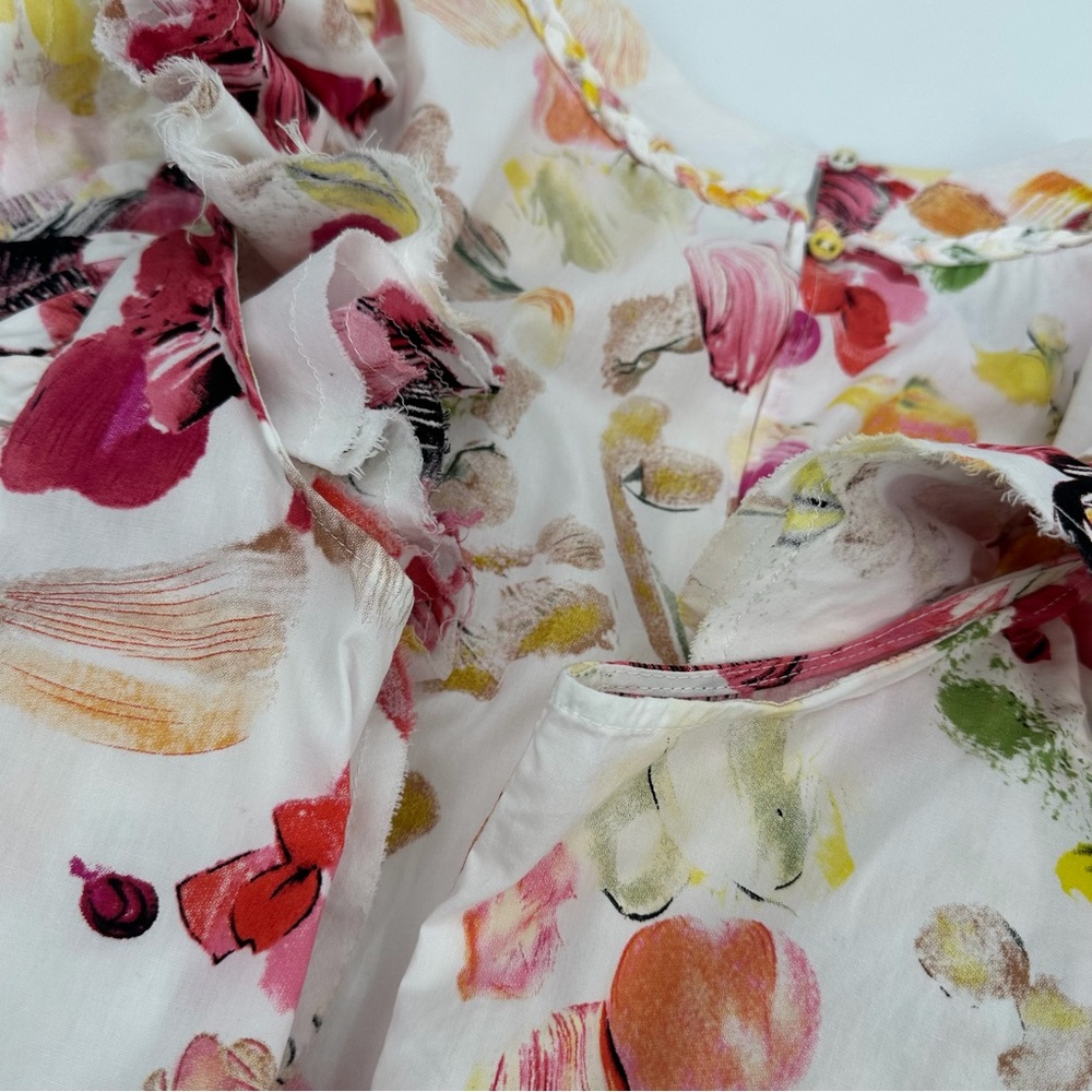Fairhope Blouse Women’s XXL Pink Floral Ruffle Sleeve Braid Spring Top Feminine - Picture 11 of 15